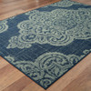 2' X 4' Navy Oriental Stain Resistant Indoor Outdoor Area Rug