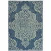 5' X 8' Navy Oriental Stain Resistant Indoor Outdoor Area Rug