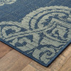 5' X 8' Navy Oriental Stain Resistant Indoor Outdoor Area Rug