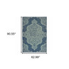 5' X 8' Navy Oriental Stain Resistant Indoor Outdoor Area Rug