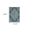 9' X 13' Navy Oriental Stain Resistant Indoor Outdoor Area Rug