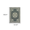 9' X 13' Grey Oriental Stain Resistant Indoor Outdoor Area Rug