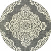 8' Round Grey Round Oriental Stain Resistant Indoor Outdoor Area Rug