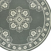 8' Round Grey Round Oriental Stain Resistant Indoor Outdoor Area Rug