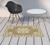 3' X 5' Tan Oriental Stain Resistant Indoor Outdoor Area Rug