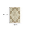 6' X 9' Tan Oriental Stain Resistant Indoor Outdoor Area Rug