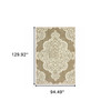 8' X 11' Tan Oriental Stain Resistant Indoor Outdoor Area Rug