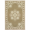 8' X 11' Tan Oriental Stain Resistant Indoor Outdoor Area Rug