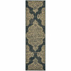 2' X 8' Black Oriental Stain Resistant Indoor Outdoor Area Rug