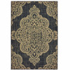 4' X 6' Black Oriental Stain Resistant Indoor Outdoor Area Rug