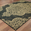 9' X 13' Black Oriental Stain Resistant Indoor Outdoor Area Rug