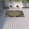 9' X 13' Black Oriental Stain Resistant Indoor Outdoor Area Rug