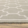 2' X 7' Grey Geometric Stain Resistant Indoor Outdoor Area Rug