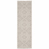 2' X 7' Ivory Floral Stain Resistant Indoor Outdoor Area Rug