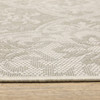 2' X 7' Ivory Floral Stain Resistant Indoor Outdoor Area Rug