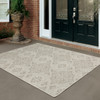 5' X 7' Ivory Floral Stain Resistant Indoor Outdoor Area Rug