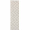 2' X 7' Ivory Geometric Stain Resistant Indoor Outdoor Area Rug