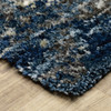 6' X 9' Blue And Grey Abstract Shag Power Loom Stain Resistant Area Rug