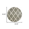 8' Grey Round Geometric Power Loom Stain Resistant Area Rug