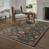 10' X 13' Blue Red Ivory And Gold Oriental Power Loom Stain Resistant Area Rug With Fringe