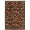 10' X 13' Red Blue Gold And Ivory Oriental Power Loom Stain Resistant Area Rug With Fringe