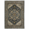 10' X 13' Blue Taupe Grey Green Rust Tan Beige And Gold Oriental Power Loom Stain Resistant Area Rug With Fringe