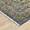 10' X 13' Blue Taupe Grey Green Rust Tan Beige And Gold Oriental Power Loom Stain Resistant Area Rug With Fringe