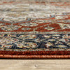 3' X 5' Red Ivory Blue Navy Gold And Grey Oriental Power Loom Stain Resistant Area Rug With Fringe