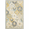 4' X 6' Blue Green Gold Navy And Ivory Geometric Tufted Handmade Stain Resistant Area Rug