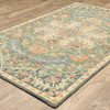 10' X 13' Blue Green Clay And Gold Oriental Tufted Handmade Stain Resistant Area Rug