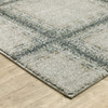 10' X 13' Grey Teal And Beige Geometric Power Loom Stain Resistant Area Rug