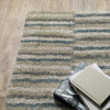 10' X 13' Teal Blue Grey And Tan Geometric Power Loom Stain Resistant Area Rug