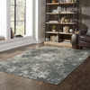 10' X 13' Teal Grey Tan And Beige Abstract Power Loom Stain Resistant Area Rug