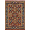 10' X 13' Red Blue And Gold Oriental Power Loom Stain Resistant Area Rug