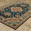 10' X 13' Blue Red And Beige Oriental Power Loom Stain Resistant Area Rug