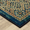 10' X 13' Blue And Gold Oriental Power Loom Stain Resistant Area Rug