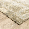 10' X 13' Beige Grey Tan And Gold Abstract Power Loom Stain Resistant Area Rug