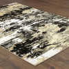 10' X 13' Black Gold Grey And Ivory Abstract Power Loom Stain Resistant Area Rug