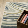 10' X 13' Ivory Blue And Beige Abstract Power Loom Stain Resistant Area Rug