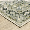 10' X 13' Ivory Blue Teal Grey And Olive Green Oriental Power Loom Stain Resistant Area Rug