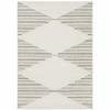 3' X 5' Beige Grey Sage Green Pale Blue Brown And Charcoal Geometric Power Loom Stain Resistant Area Rug