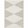 5' X 8' Beige Grey Sage Green Pale Blue Brown And Charcoal Geometric Power Loom Stain Resistant Area Rug