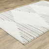 8' X 11' Beige Grey Sage Green Pale Blue Brown And Charcoal Geometric Power Loom Stain Resistant Area Rug