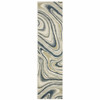 2' X 8' Gray And Ivory Abstract Power Loom Runner Rug