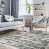 10' X 13' Blue Grey Beige And Brown Abstract Power Loom Stain Resistant Area Rug