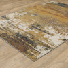 10' X 13' Gold Brown Rust Grey Blue And Beige Abstract Power Loom Stain Resistant Area Rug