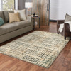 2' X 3' Beige Grey Blues Orange Yellow And Ivory Abstract Power Loom Stain Resistant Area Rug