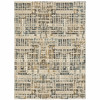 4' X 6' Beige Grey Blues Orange Yellow And Ivory Abstract Power Loom Stain Resistant Area Rug