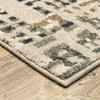 4' X 6' Beige Grey Blues Orange Yellow And Ivory Abstract Power Loom Stain Resistant Area Rug