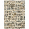 6' X 9' Beige Grey Blues Orange Yellow And Ivory Abstract Power Loom Stain Resistant Area Rug